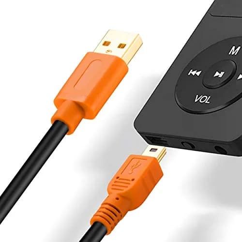 Tan QY Mini USB Cable 20Ft (6M) Orange | USB 2.0 Type A to Mini B 5-Pin Male Cord for GoPro, Cameras, Phones, MP3 Players thumbnail 4