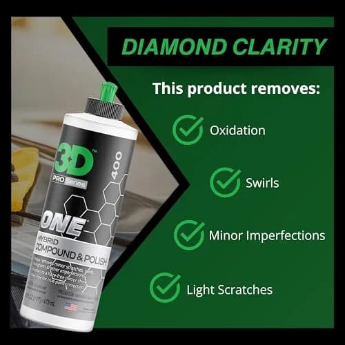3D One Car Scratch & Swirl Remover Hybrid Rubbing Compound & Polish 8oz (237ml) | True Paint Correction for All Paint Types thumbnail 7