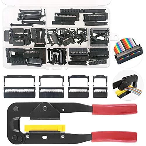 Keadic IDC Cable Connector Kit with Crimp Tool, 49 Pieces FC-10/16/20/26 Pin Female Header 2.54mm Pitch | For Flat Ribbon Cable Assembly thumbnail 1