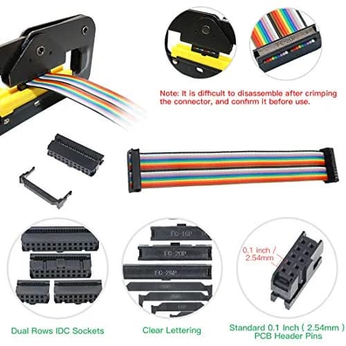 Keadic IDC Cable Connector Kit with Crimp Tool, 49 Pieces FC-10/16/20/26 Pin Female Header 2.54mm Pitch | For Flat Ribbon Cable Assembly thumbnail 6