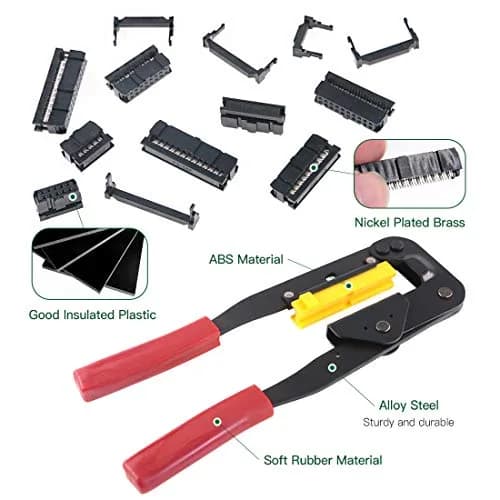Keadic IDC Cable Connector Kit with Crimp Tool, 49 Pieces FC-10/16/20/26 Pin Female Header 2.54mm Pitch | For Flat Ribbon Cable Assembly thumbnail 3