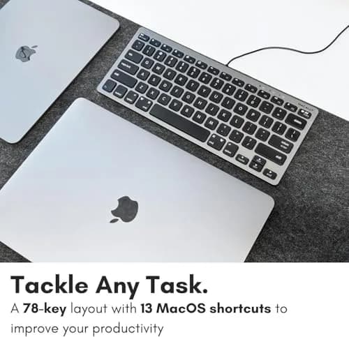 Macally SlimkeyCSG Wired USB Keyboard for Mac & Windows - 78 Scissor Keys, 13 Shortcut Keys, Compact Mini Design - Space Grey thumbnail 5