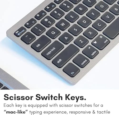 Macally SlimkeyCSG Wired USB Keyboard for Mac & Windows - 78 Scissor Keys, 13 Shortcut Keys, Compact Mini Design - Space Grey thumbnail 6