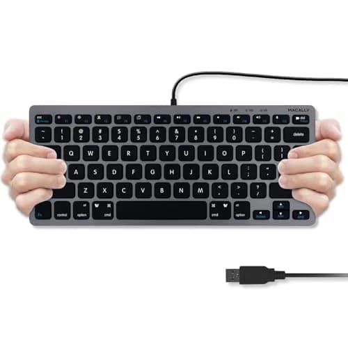 Macally SlimkeyCSG Wired USB Keyboard for Mac & Windows - 78 Scissor Keys, 13 Shortcut Keys, Compact Mini Design - Space Grey thumbnail 8