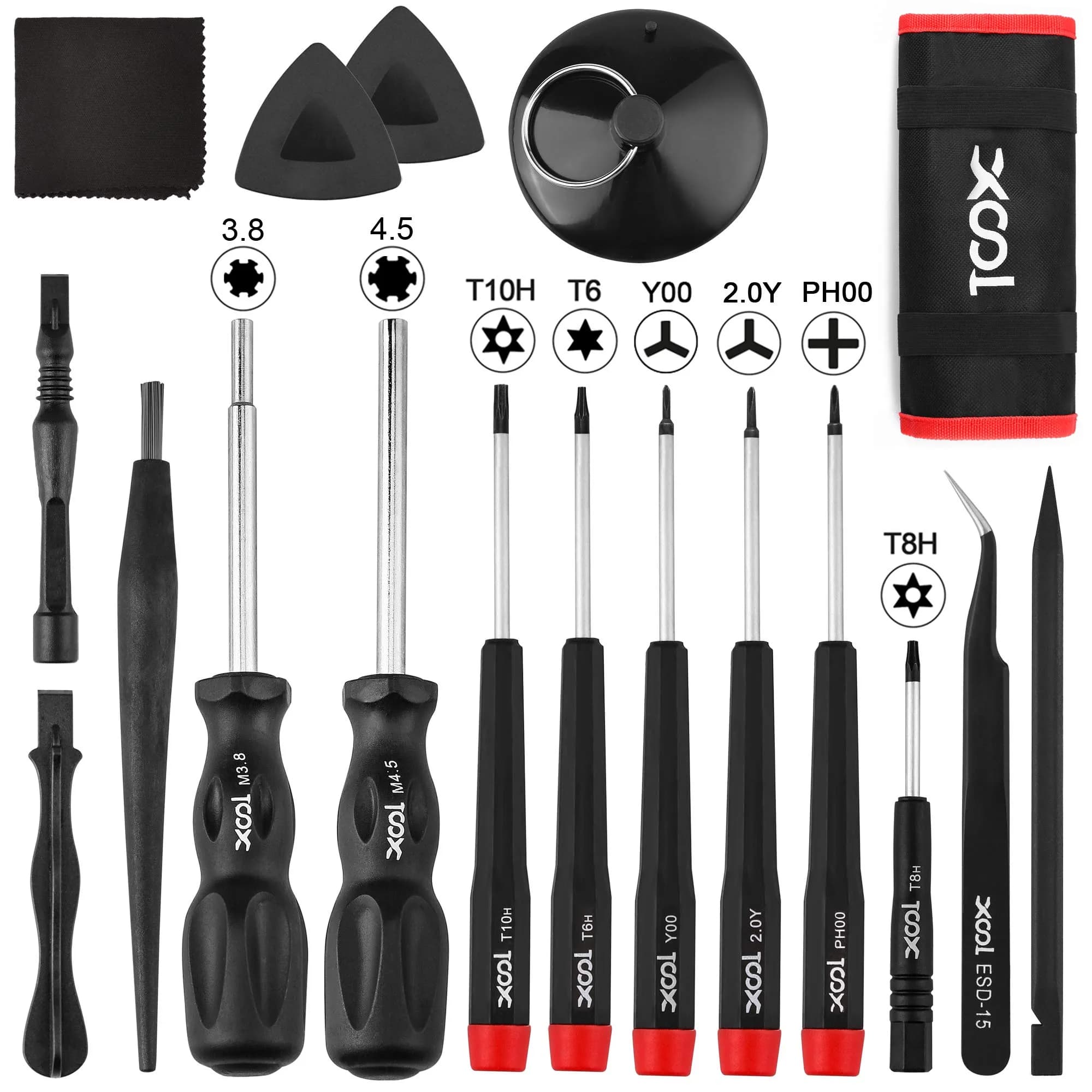 XOOL 17-in-1 Gamebit & Tri-Wing Screwdriver Repair Tool Kit, Compatible with Nintendo Switch & Joy-Con, Game Boy, NES SNES, Wii DS GBA, 3.8mm & 4.5mm Gamebit, for Xbox & PlayStation Consoles