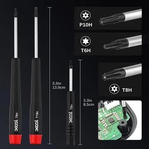 XOOL 17-in-1 Gamebit & Tri-Wing Screwdriver Repair Tool Kit, Compatible with Nintendo Switch & Joy-Con, Game Boy, NES SNES, Wii DS GBA, 3.8mm & 4.5mm Gamebit, for Xbox & PlayStation Consoles thumbnail 5