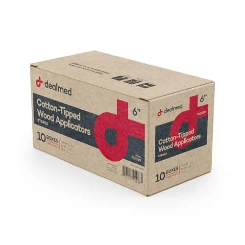 Dealmed 6 inch (15.24 cm) Sterile Cotton-Tipped Wood Applicators | 2000 Count Case for Medical Use thumbnail 1