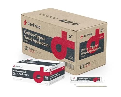Dealmed 6 inch (15.24 cm) Sterile Cotton-Tipped Wood Applicators | 2000 Count Case for Medical Use thumbnail 2