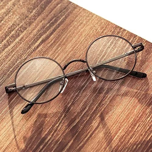 Pro Acme Non Prescription Clear Lens Glasses Retro Small Round Metal Frame (Gunmetal) | Classic Style with Comfortable Fit thumbnail 6