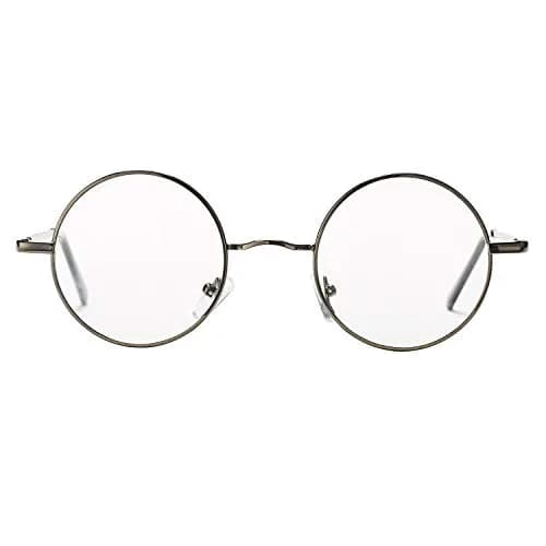 Pro Acme Non Prescription Clear Lens Glasses Retro Small Round Metal Frame (Gunmetal) | Classic Style with Comfortable Fit thumbnail 9