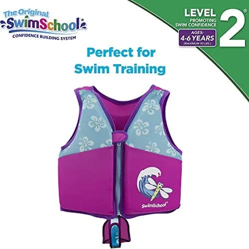 SwimSchool Water Flotation Device Swim Trainer Vest, Pink/Aqua, Medium/Large | Flex-Form Design, Padded Shoulders, Adjustable Safety Strap thumbnail 3