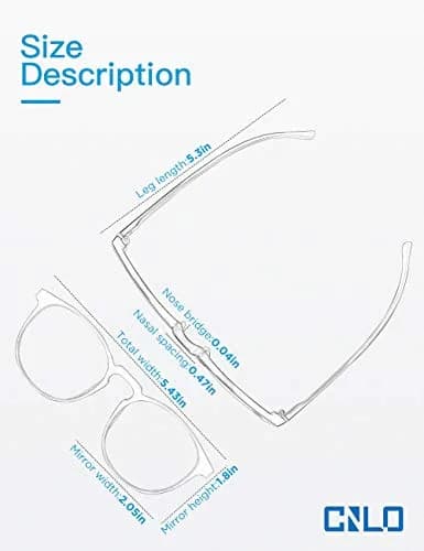 CNLO Blue Light Blocking Glasses, Computer Glasses, Anti Eyestrain, Lightweight TR90 Frame Eyeglasses, Unisex Adult, Black | Blocks Harmful Blue Light thumbnail 2