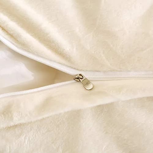 Uhamho Faux Fur Velvet Fluffy Bedding Duvet Cover Set Twin Cream | Ultra Soft & Warm thumbnail 7