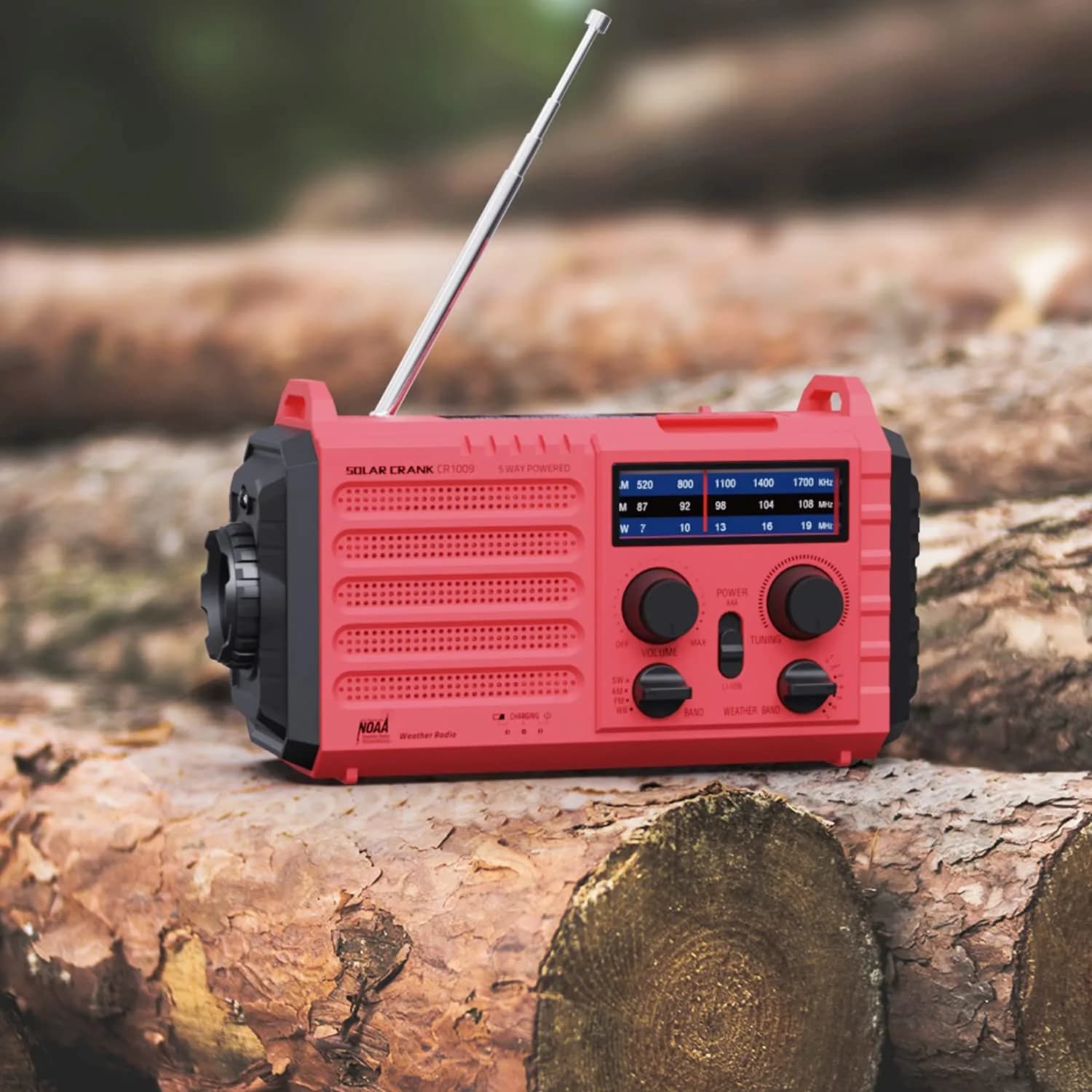 Mesqool Emergency Weather Radio NOAA Alert with 5000mAh Battery Backup, AM/FM/SW, Hand Crank, Solar, Red | Portable Survival Tool with LED Flashlight & SOS Alarm - view 7