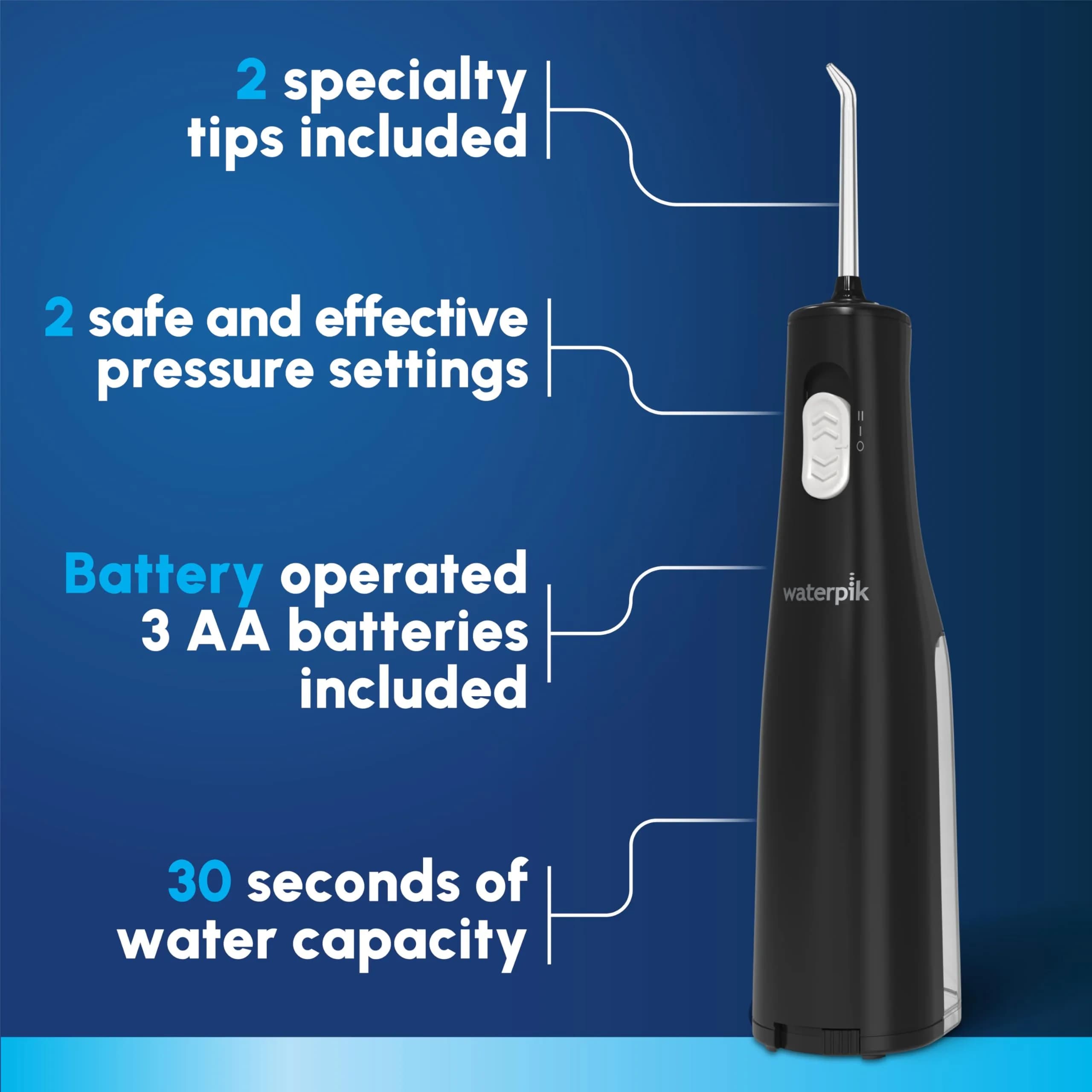 Waterpik Cordless Express Water Flosser WF-02 Black | ADA Accepted, Battery Operated, Waterproof - view 2