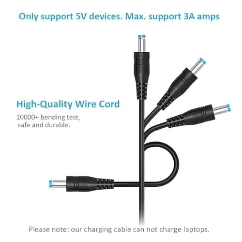 Belker Universal USB to DC 5V Power Cord with 13 Tips | 1.5M Black Cable for 5V Devices thumbnail 5