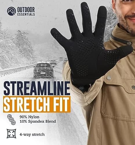 OutdoorEssentials Touchscreen Winter Gloves Black | Unisex Cold Weather Gloves for Men Women thumbnail 5