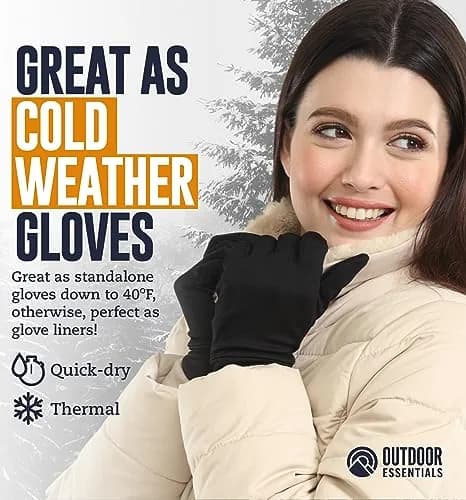 OutdoorEssentials Touchscreen Winter Gloves Black | Unisex Cold Weather Gloves for Men Women thumbnail 3
