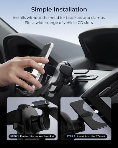 iOttie Easy One Touch Advanced CD Slot Car Phone Mount | Universal Smartphone Holder for iPhone, Samsung, LG, Google Pixel (Black) thumbnail 4