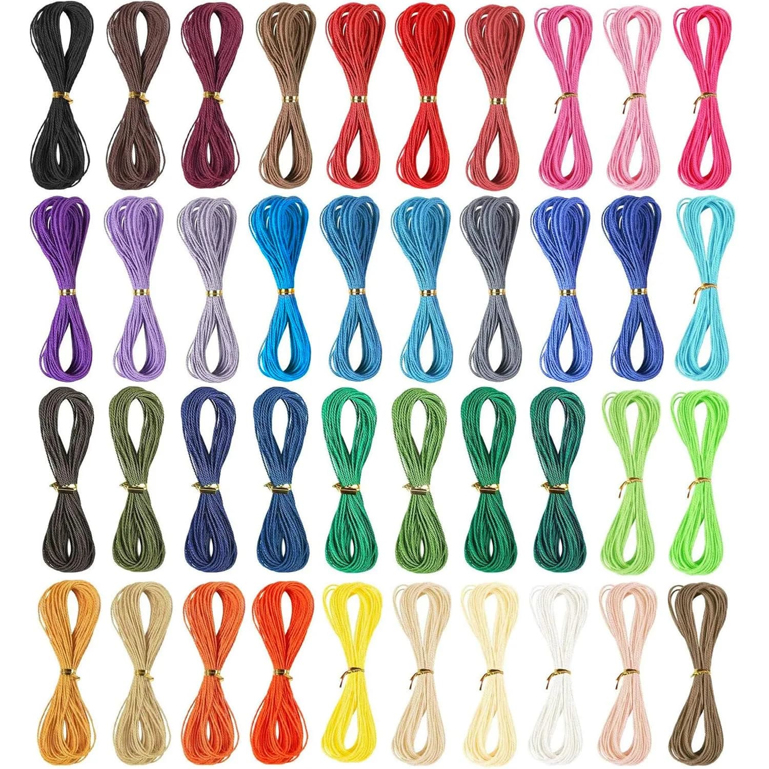 Phinicco Waxed Polyester Cord 40 Colors 400m | Waterproof Jewelry String for Bracelets & Jewelry Making — 40 Colors 400 m