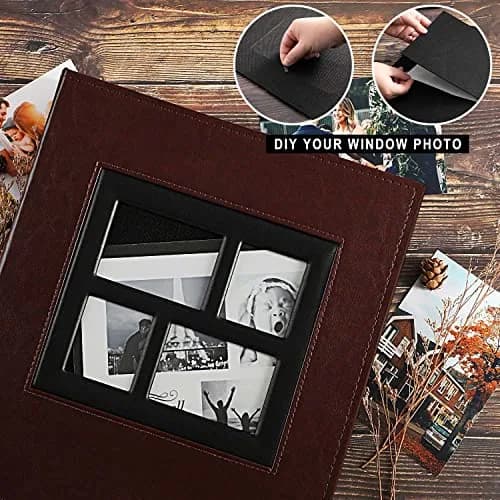 Ywlake Photo Album 4x6 500 Pockets | Extra Large Capacity Family Wedding Album with Brown Leather Cover thumbnail 4