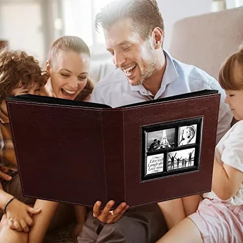 Ywlake Photo Album 4x6 500 Pockets | Extra Large Capacity Family Wedding Album with Brown Leather Cover thumbnail 7