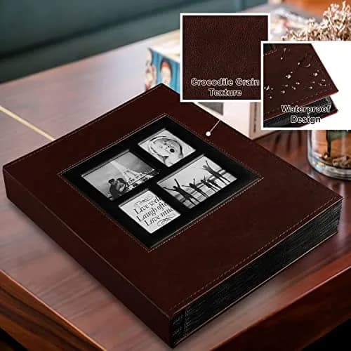 Ywlake Photo Album 4x6 500 Pockets | Extra Large Capacity Family Wedding Album with Brown Leather Cover thumbnail 3