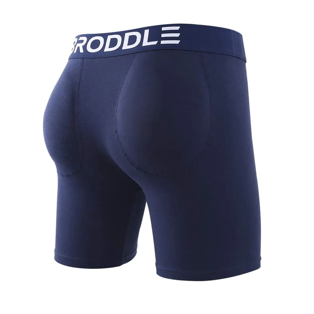 BRODDLE Men's Padded Boxer Briefs with Butt Enhancer Grey Large | Enhances Shape for a Fuller Look — Navy Blue