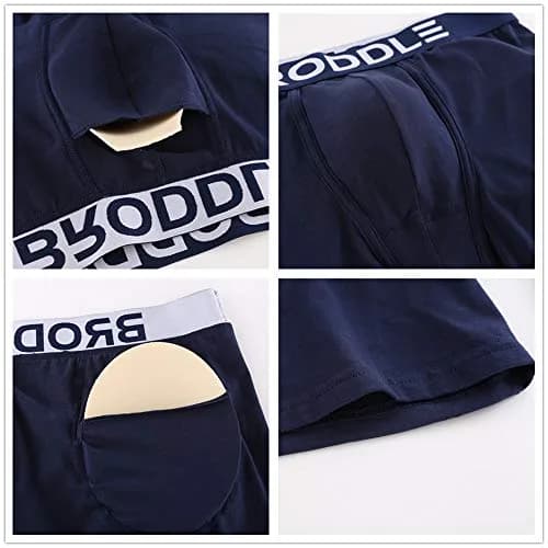 BRODDLE Men's Padded Boxer Briefs with Butt Enhancers Navy Blue XX-Large | Low Rise Cotton Blend thumbnail 6