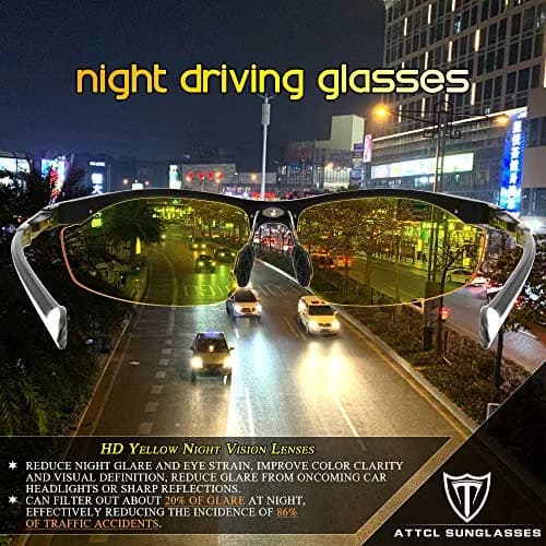 ATTCL Night Driving Glasses for Men Al-Mg Metal Frame Ultra Light | Night Vision, Anti-Glare, UV400 thumbnail 3
