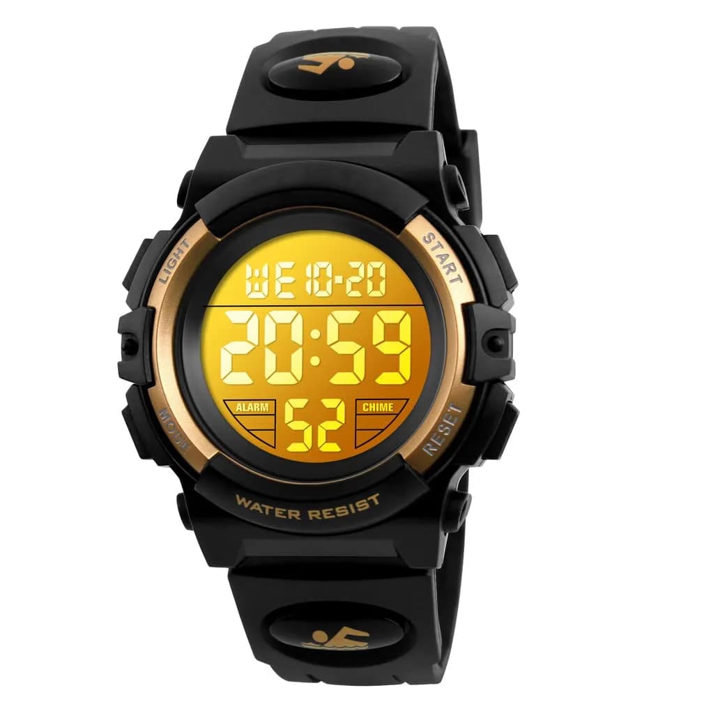 Dayllon Kids Digital Watch Boys Outdoor Sports 50M Waterproof 12/24H Alarm Calendar for Ages 3-15 | Gift — Gold X( 8-15 Year Old)