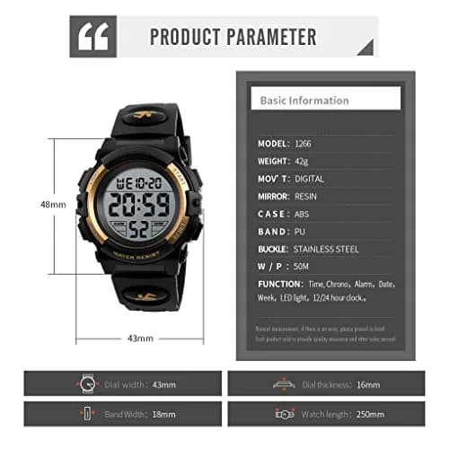 Dayllon Kids Digital Watch Boys Outdoor Sports 50M Waterproof 12/24H Alarm Calendar for Ages 3-15 | Gift thumbnail 4