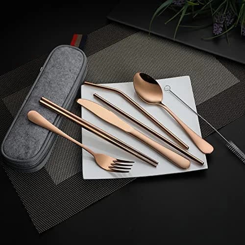 DEVICO Full-Size Travel Silverware Set with Case | Durable Stainless Steel Flatware for Camping & Work thumbnail 6