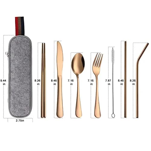DEVICO Full-Size Travel Silverware Set with Case | Durable Stainless Steel Flatware for Camping & Work thumbnail 2