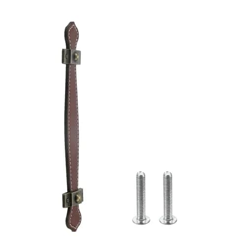 MY MIRONEY Set of 4 Brown Surface Leather Handles, 5 Inch (128mm) | Durable Cabinet & Drawer Pulls thumbnail 2