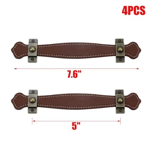 MY MIRONEY Set of 4 Brown Surface Leather Handles, 5 Inch (128mm) | Durable Cabinet & Drawer Pulls thumbnail 3