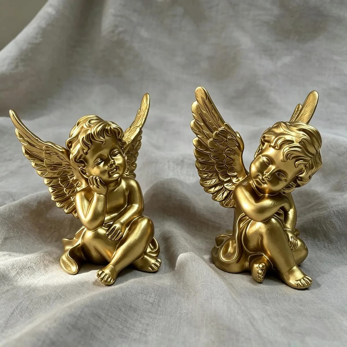 Artgenius Gold Angel Figurine Set 10.16cm (4"H) | Hand-Painted Resin Sculptures for Home Decor - main product image