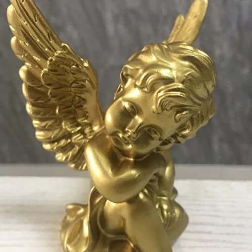 Artgenius Gold Angel Figurine Set 10.16cm (4"H) | Hand-Painted Resin Sculptures for Home Decor thumbnail 3