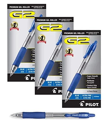 PILOT G2 Retractable Premium Gel Ink Roller Ball Pens Ultra Fine 0.7mm | Smooth, Long Lasting, Refillable (36 Pack, Blue) thumbnail 1