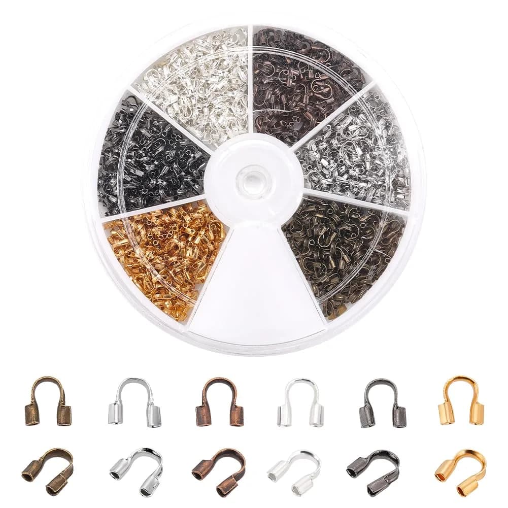 PH PandaHall Jewelry Wire Protectors 900pcs Brass Wire Guardians for Jewelry DIY Craft (6 Colors, 4mm x 5mm) — 6 Colors