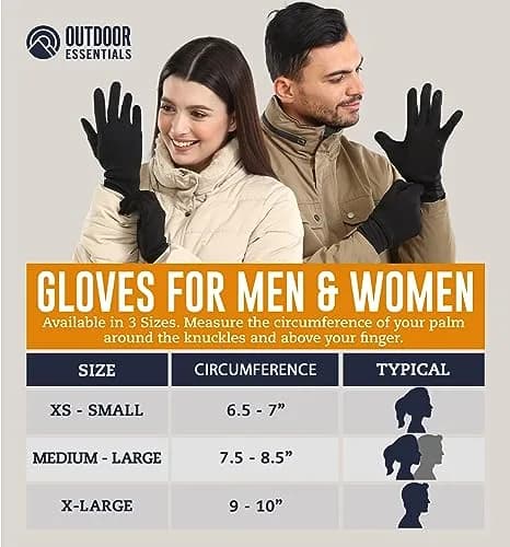 OutdoorEssentials Touchscreen Winter Gloves for Men & Women | Black, X-Large thumbnail 6