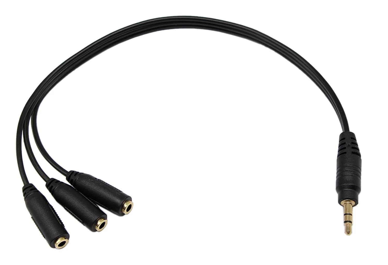 Qaoquda 3.5mm Stereo Audio Splitter Cable 1FT Gold Plated | 3-Output AUX Splitter for Headphones & Devices — 3-Pole 1M/3F