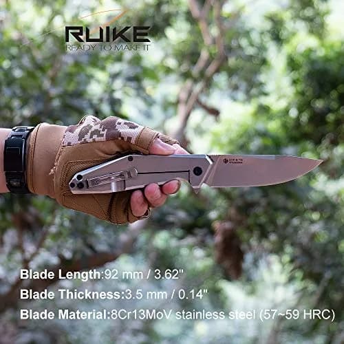 Ruike Folding Pocket Knife,Frame Lock,8Cr13mov Steel,8.62in | Tactical Camping EDC Tool for Men & Dad thumbnail 5