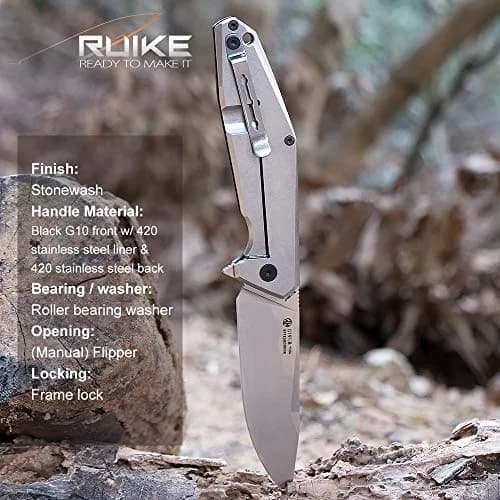 Ruike Folding Pocket Knife,Frame Lock,8Cr13mov Steel,8.62in | Tactical Camping EDC Tool for Men & Dad thumbnail 6