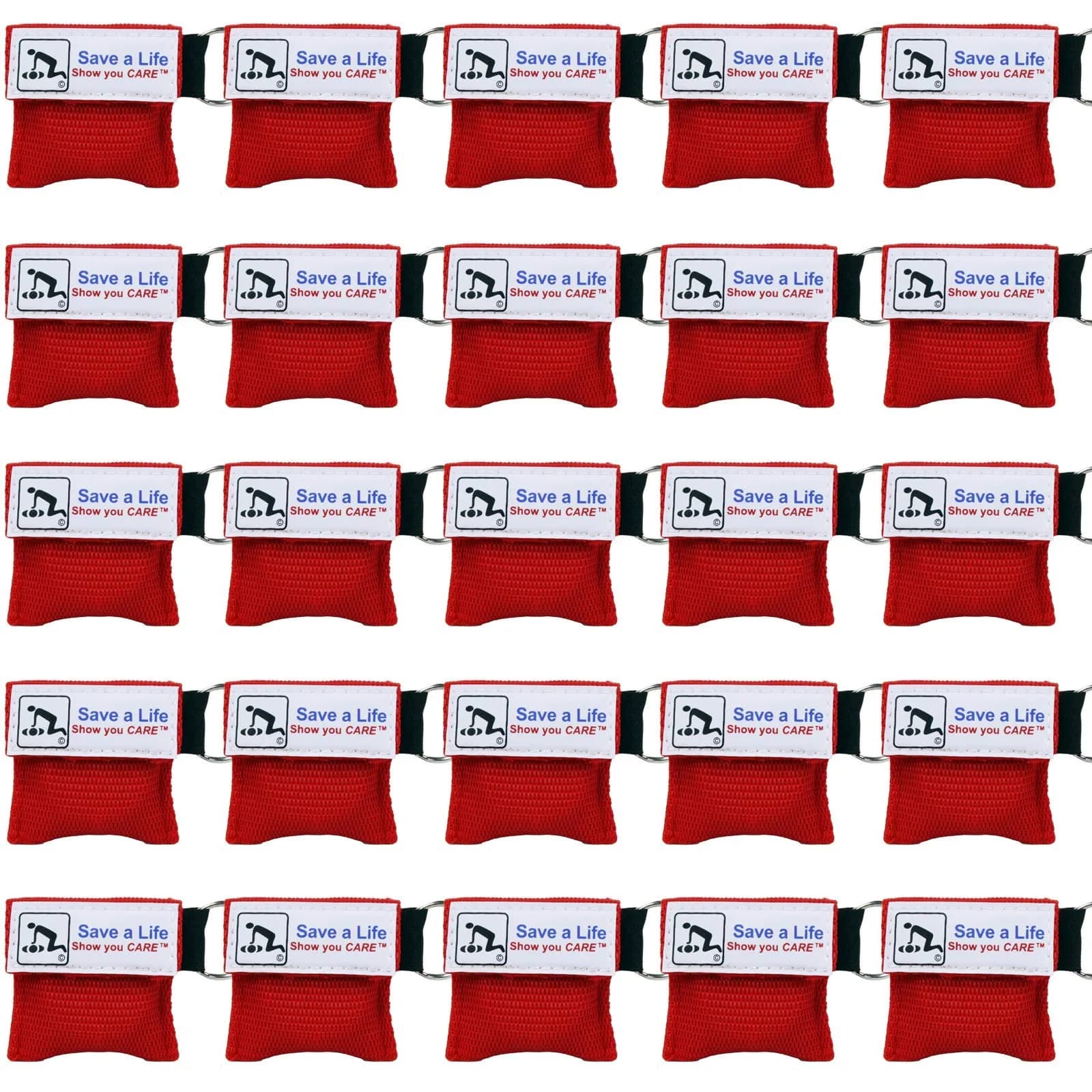 American CPR Rescue Face Shield Keychain Mask, 25-Pack | One Way Valve for CPR & AED Training - main product image
