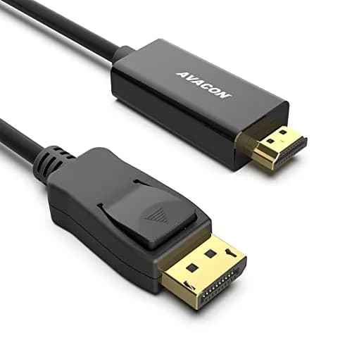 AVACON 4K DisplayPort to HDMI 10 Feet Cable | Uni-Directional DP 1.2 to HDMI 1.4 Gold Plated thumbnail 1