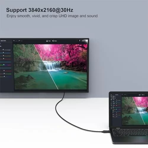 AVACON 4K DisplayPort to HDMI 10 Feet Cable | Uni-Directional DP 1.2 to HDMI 1.4 Gold Plated thumbnail 5