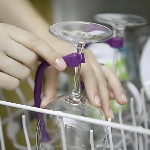 YouU Tether Silicone Dishwasher Stemware Saver 4 pcs | Flexible Wine Glass Protector thumbnail 3