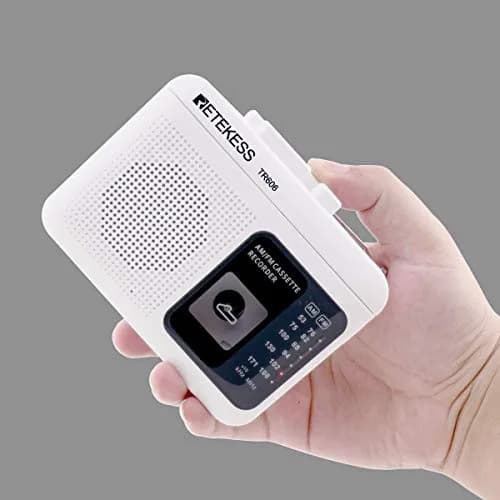 Retekess TR606 Cassette Player Recorder with AM/FM Radio & Built-in Microphone (White) | Portable Audio Player thumbnail 8
