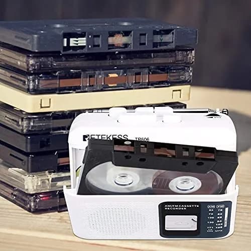 Retekess TR606 Cassette Player Recorder with AM/FM Radio & Built-in Microphone (White) | Portable Audio Player thumbnail 2
